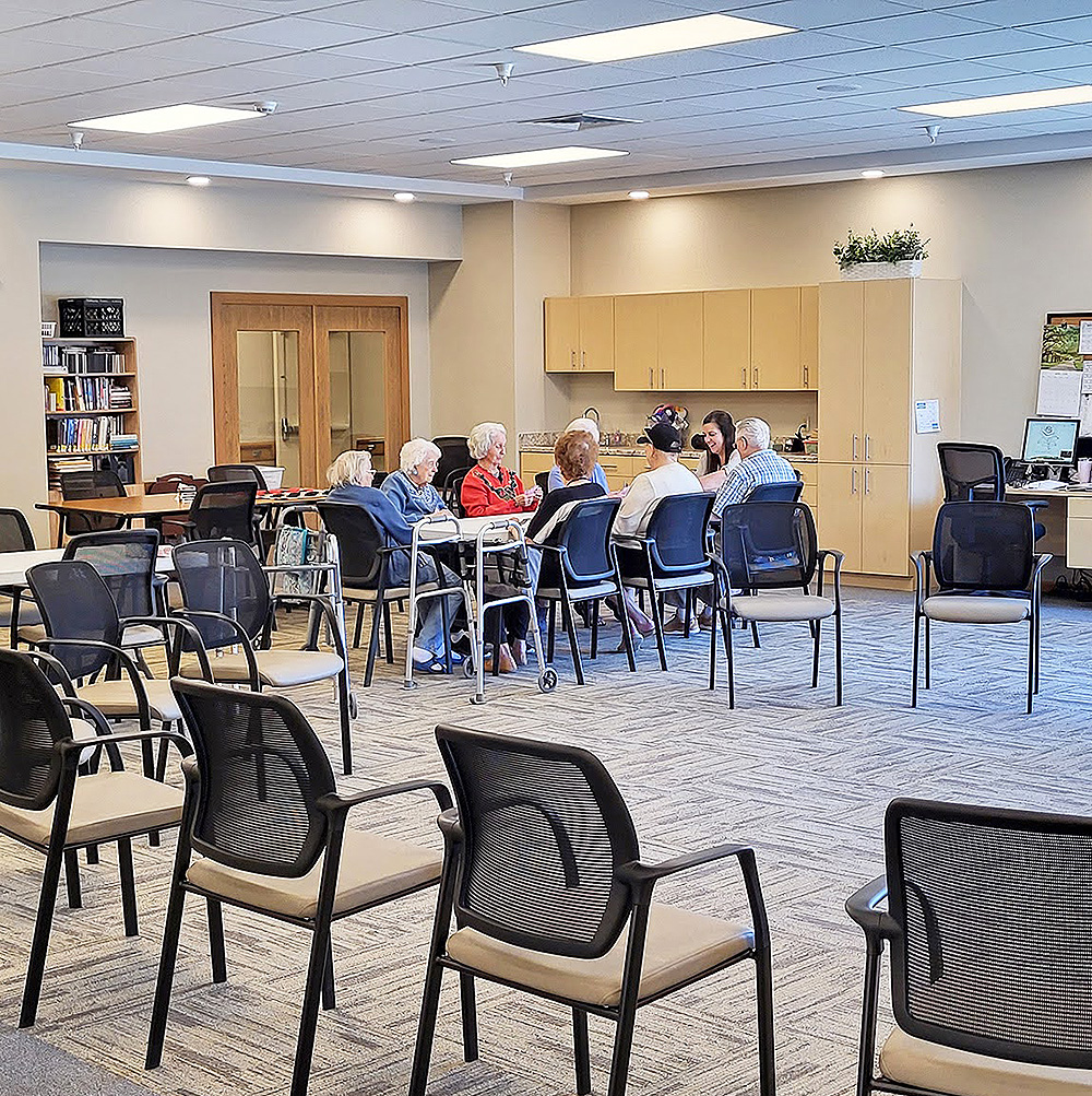 Assisted Living Activity Room has ample space for all