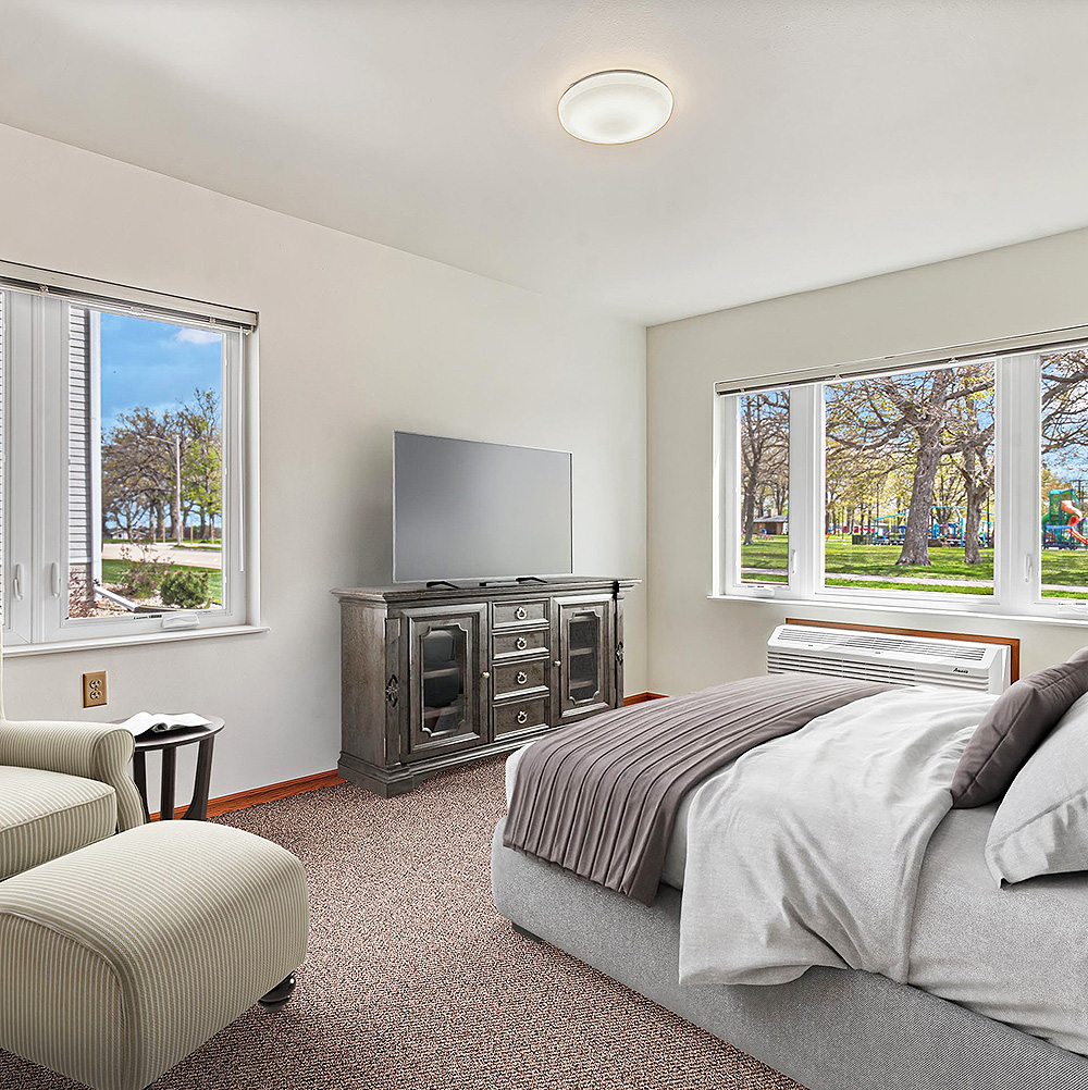 Park Place Assisted Living One Bedroom Apartment has a separate bedroom