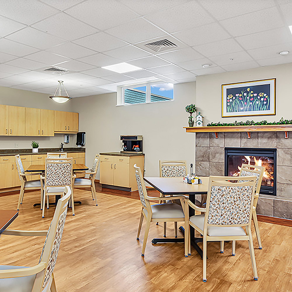 Tenants of Park Place Apartments enjoy noon meal in the dining room