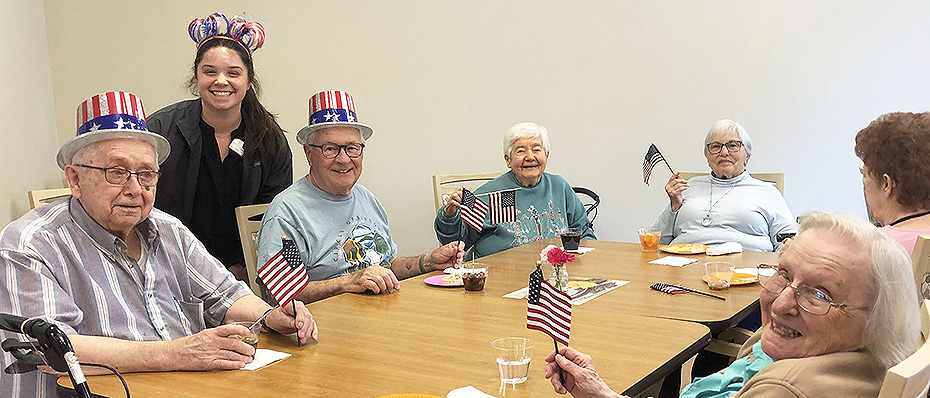Park Place folks used the new dining room for the Memorial Day social