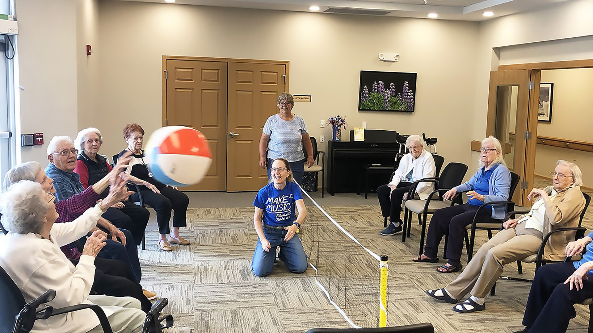 Beach ball volleyball is a favorite with Park Place Assisted Living residents.